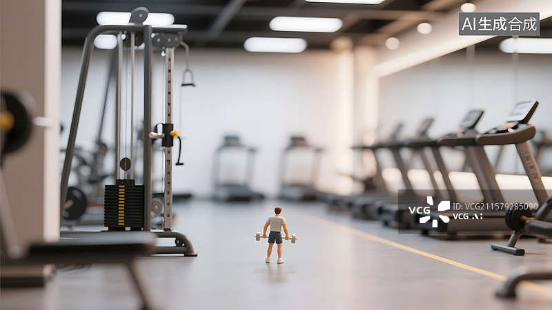 【AI数字艺术】微距摄影在健身房锻炼的人图片素材