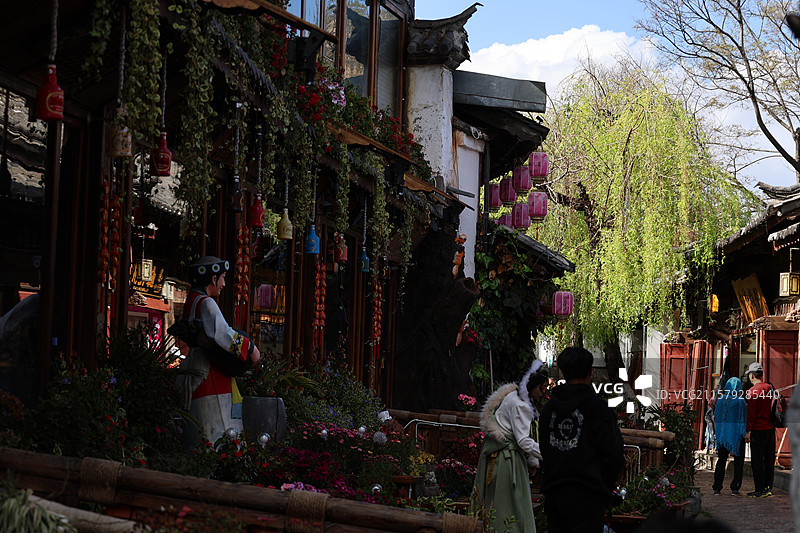 丽江古城，古建筑，美食街，图片素材