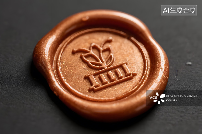 【AI数字艺术】复古火漆印章 铜色蜡封图片素材