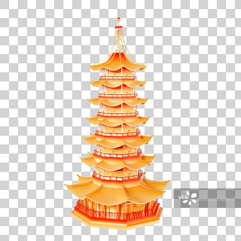 3D立体苏州地标建筑苏州瑞光塔图片素材