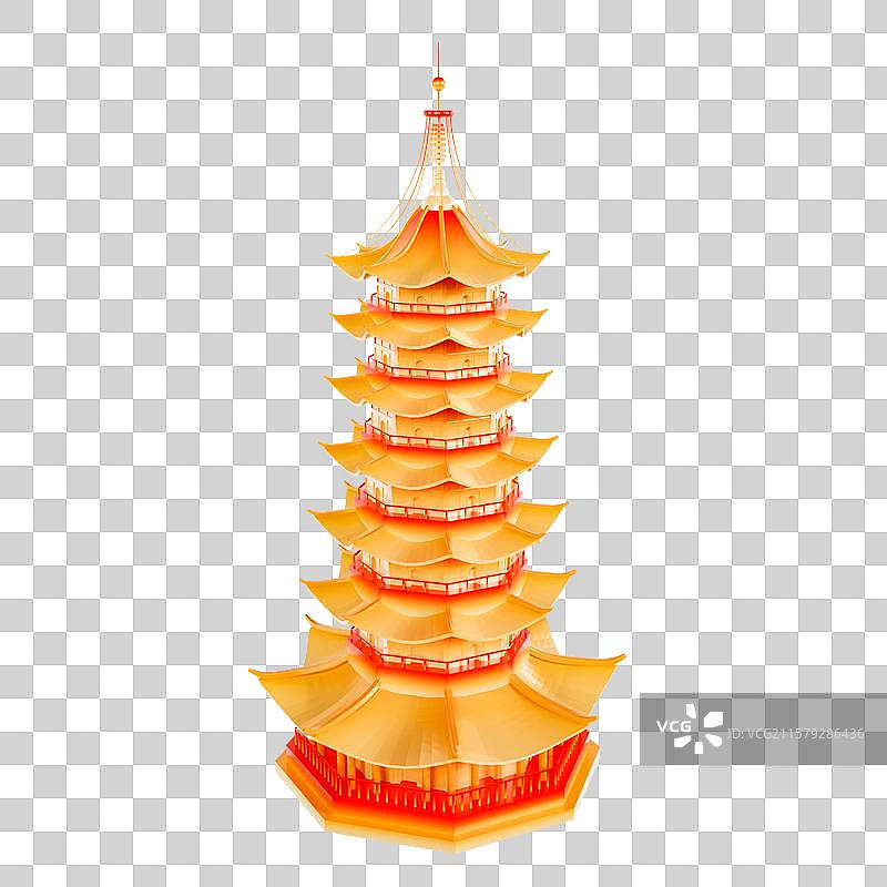 3D立体苏州地标建筑苏州瑞光塔图片素材