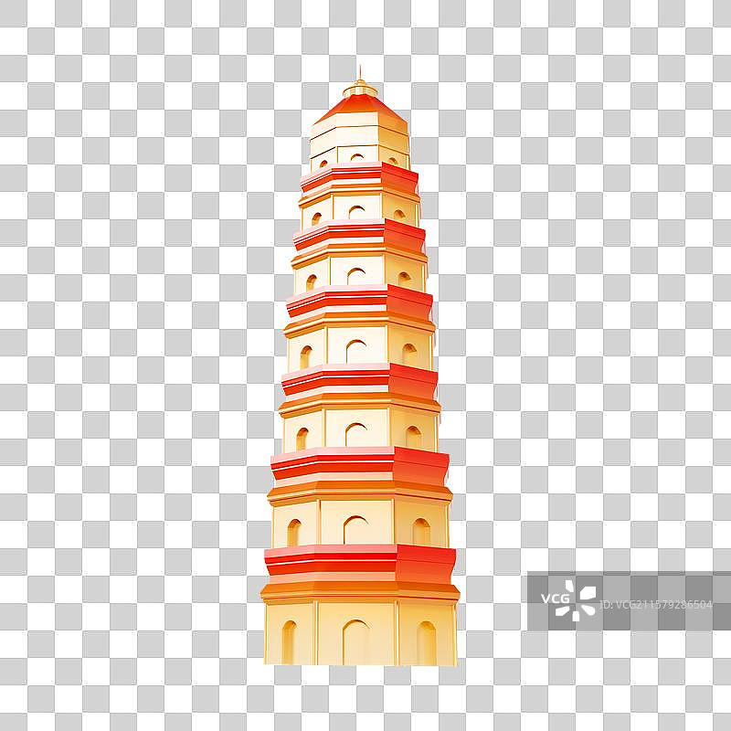 3D立体苏州地标建筑云岩寺塔图片素材