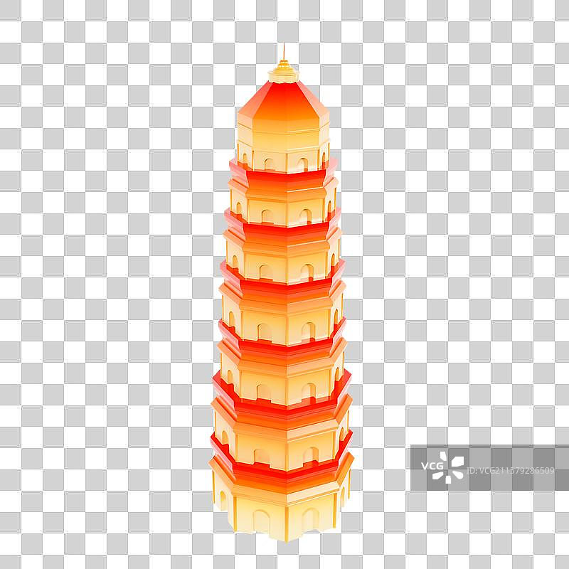 3D立体苏州地标建筑云岩寺塔图片素材