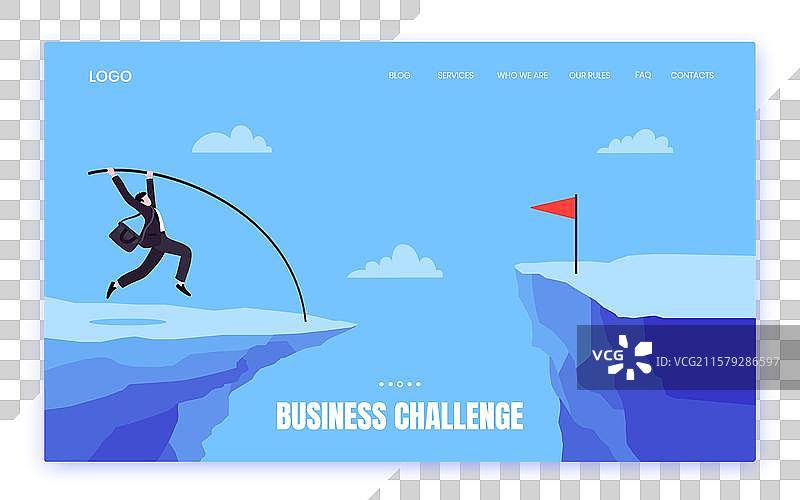 商人跳杆越过平面图表柱子图片素材