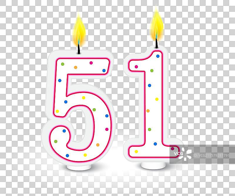 51号生日蜡烛庆祝数字图片素材