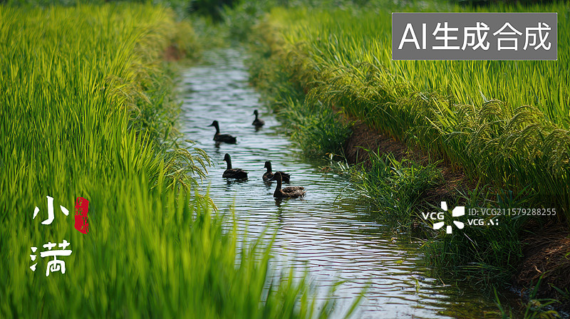 【AI数字艺术】一群鸭子在河里游泳图片素材