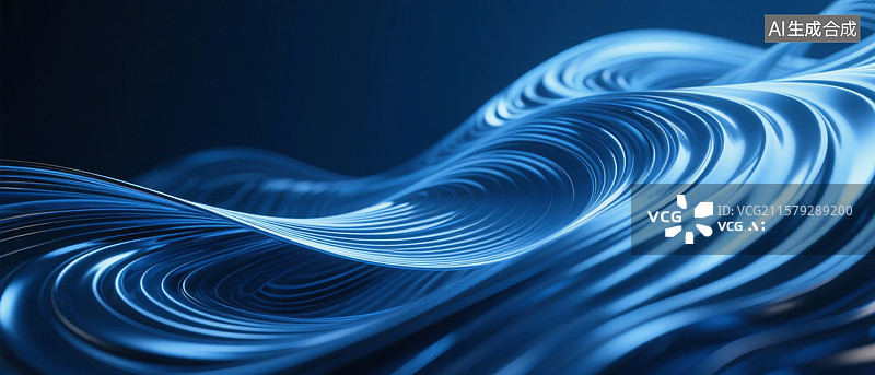 【AI数字艺术】蓝色波浪纹理的抽象艺术图片素材