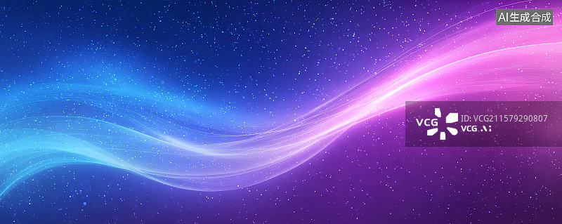 【AI数字艺术】星空背景下的蓝紫流光图片素材
