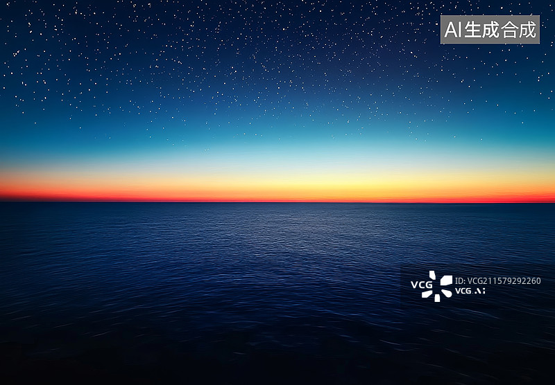 【AI数字艺术】星空下的海洋日落图片素材