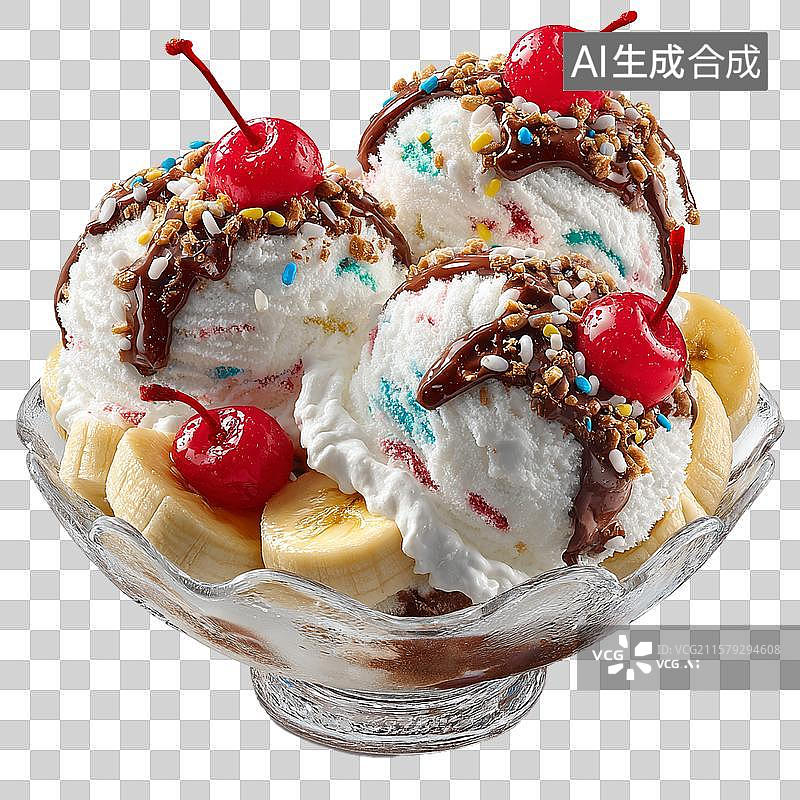 【AI数字艺术】香蕉船冰淇淋夏日甜品清凉解暑图片素材