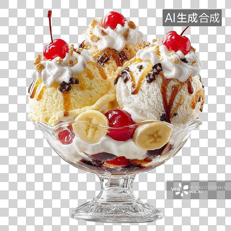 【AI数字艺术】香蕉船冰淇淋夏日甜品清凉解暑图片素材