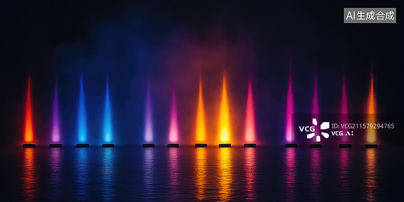 【AI数字艺术】梦幻抽象商业背景黑色背景上绽放的彩色光点极简舞台设计海报横幅书籍封面企业活动创意光效图片素材