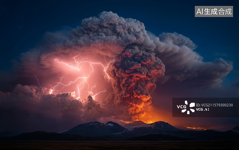 【AI数字艺术】火山爆发的壮观景象图片素材