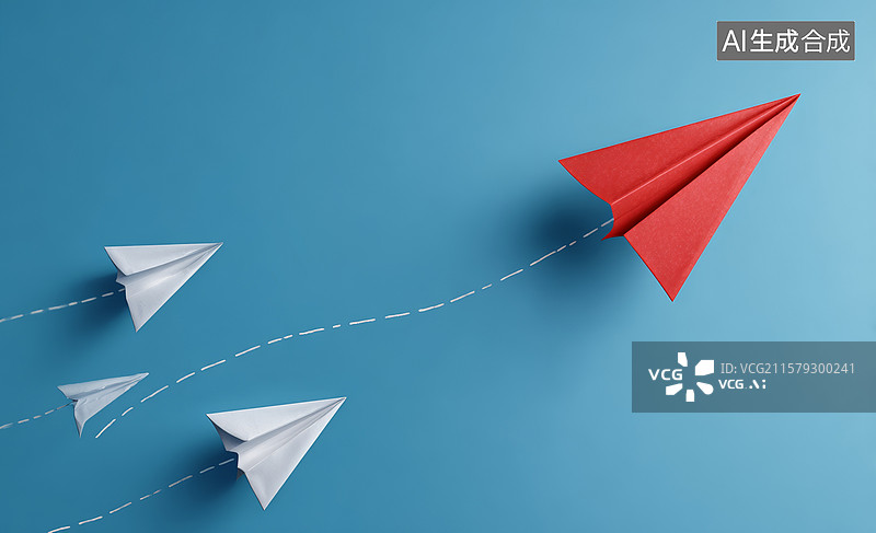 【AI数字艺术】纸飞机的飞行轨迹图片素材
