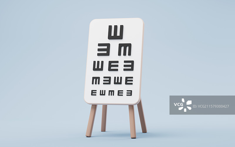 卡通风格视力表三维渲染图片素材