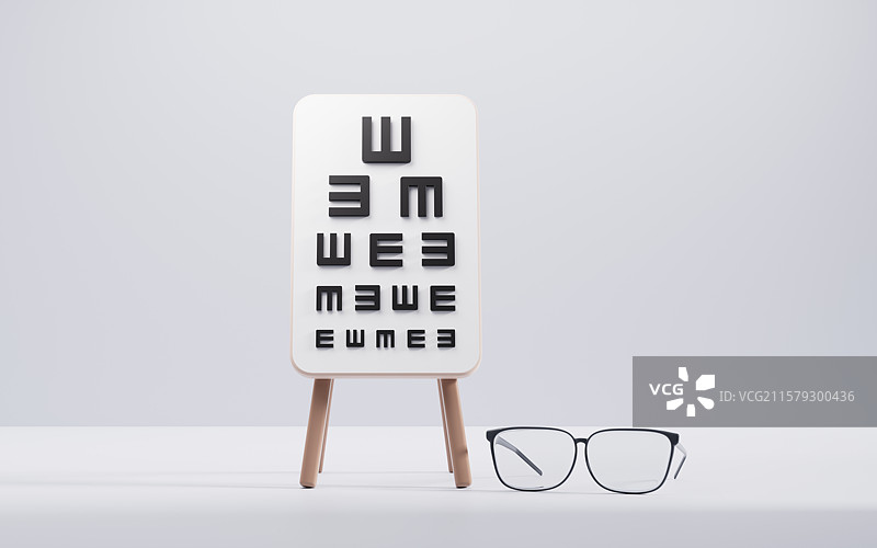 卡通风格视力表三维渲染图片素材
