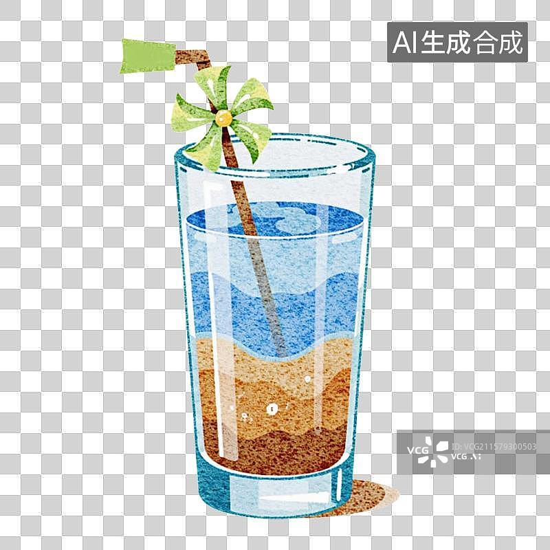 【AI数字艺术】夏季冰凉茶饮插画图片素材