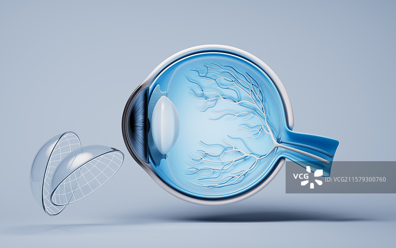 医学人类眼球结构三维渲染图片素材