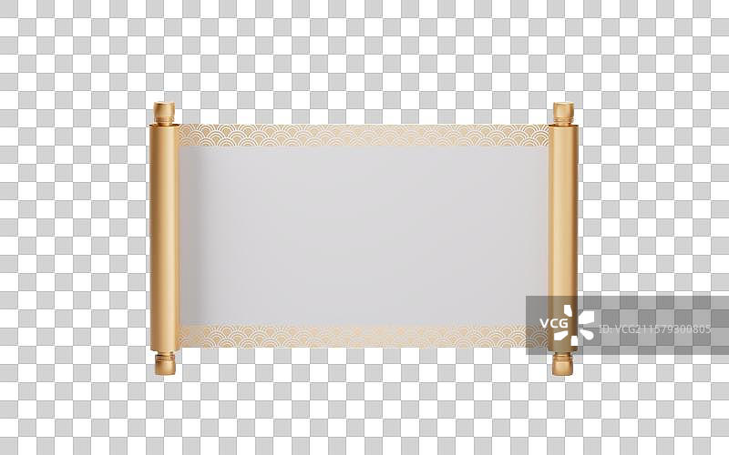 金色的古风卷轴三维渲染图片素材