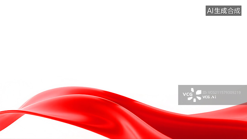 【AI数字艺术】红色飘动绸缎白底背景图片素材
