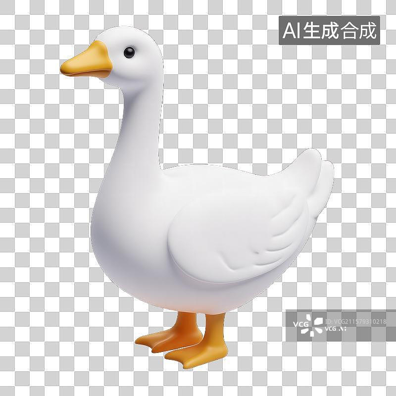 【AI数字艺术】萌趣白色小鸭呆萌可爱的白色鹅图片素材