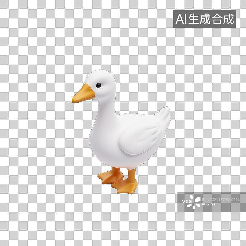 【AI数字艺术】萌趣白色小鸭呆萌可爱的白色鹅图片素材