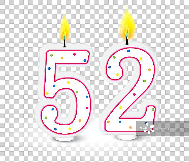 52号生日蜡烛，节日数字装饰图片素材