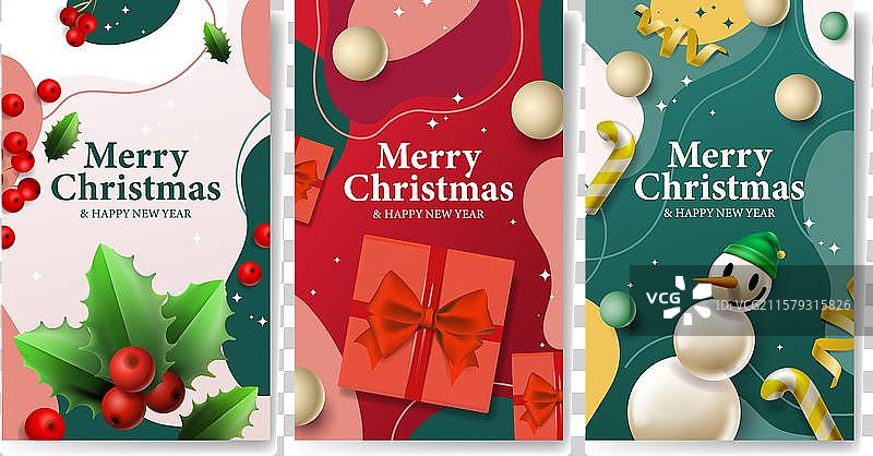 圣诞快乐和新年快乐套装图片素材