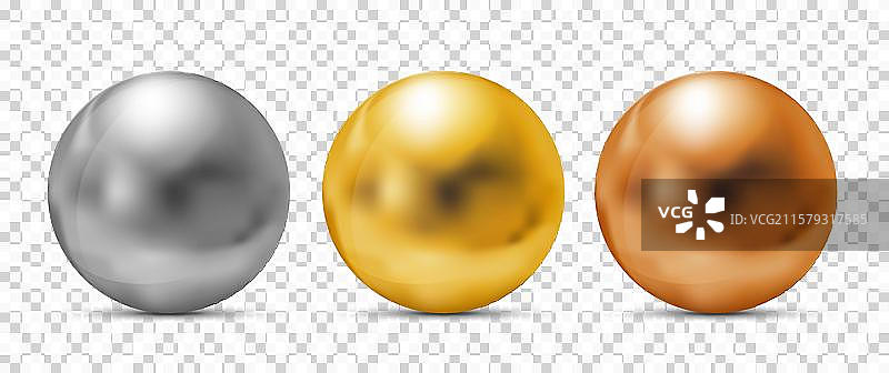 金色、银色和铜色的金属球图片素材