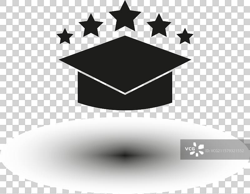 毕业帽图标，带星星的学术帽图片素材