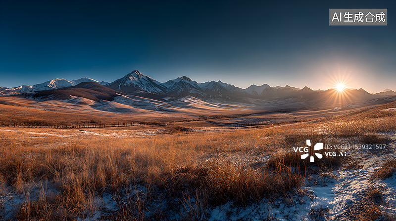 【AI数字艺术】恢宏大气的自然雪山风景图片素材