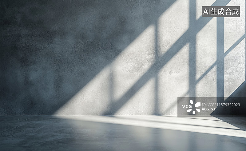 【AI数字艺术】光影交错的空旷室内空间图片素材