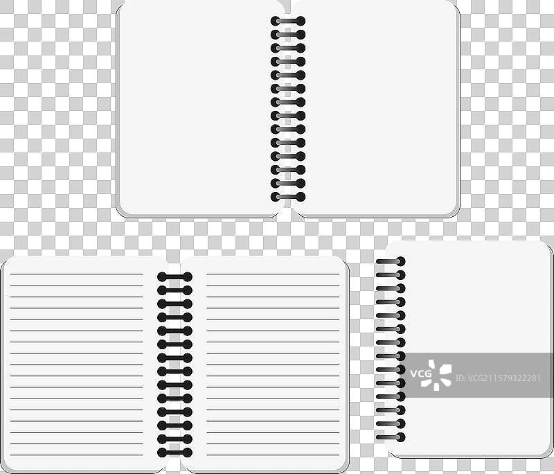 打开和关闭的螺旋装订笔记本图标图片素材