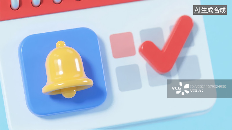 【AI数字艺术】铃铛与对勾的界面设计图片素材