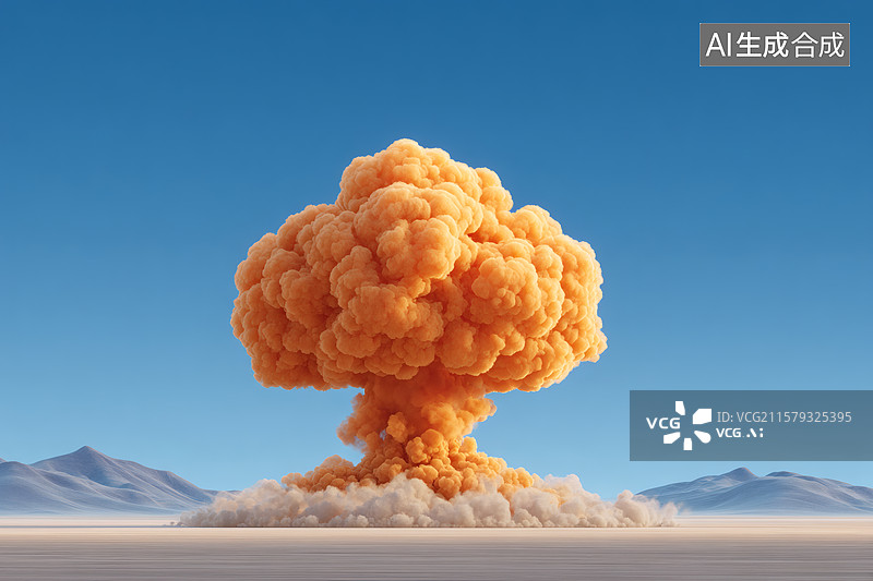【AI数字艺术】爆炸升起黄色的蘑菇云图片素材