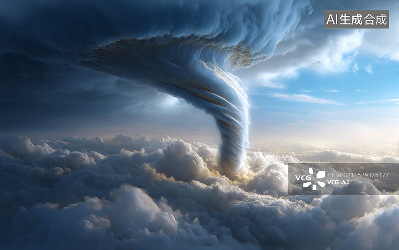 【AI数字艺术】天空中巨大的龙卷风图片素材