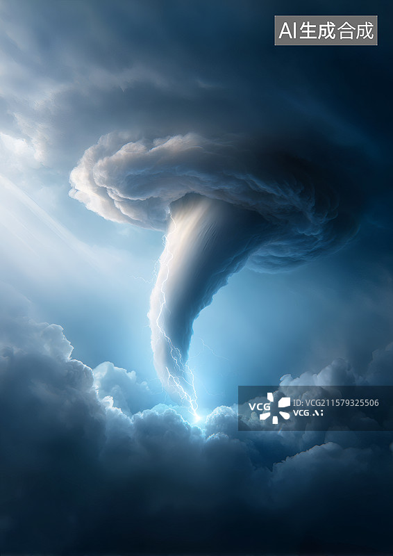 【AI数字艺术】天空中巨大的龙卷风图片素材