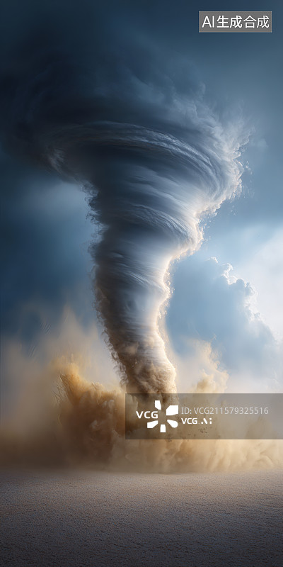 【AI数字艺术】天空中巨大的龙卷风图片素材