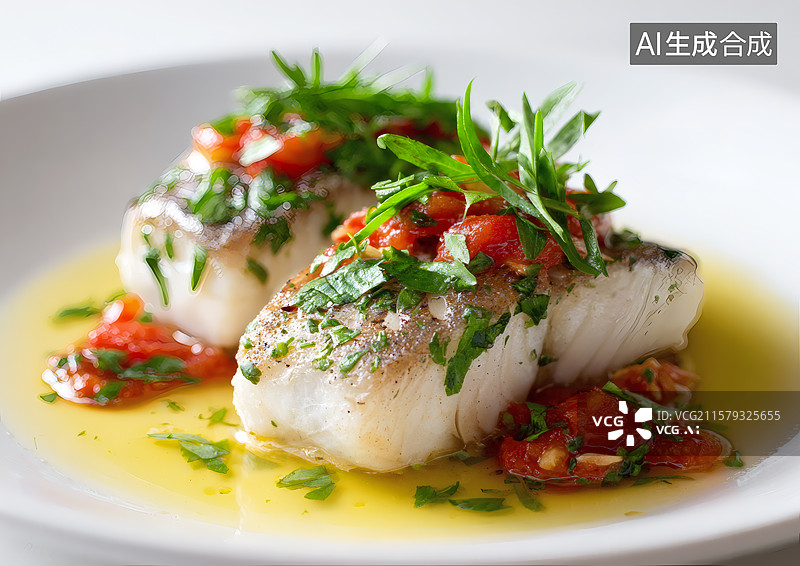 【AI数字艺术】一盘菜肴蒸鱼块图片素材