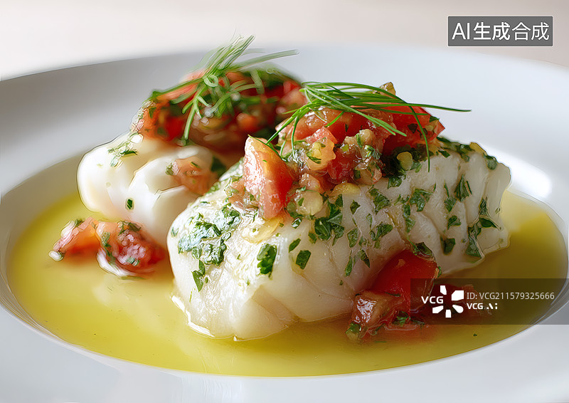 【AI数字艺术】一盘菜肴蒸鱼块图片素材