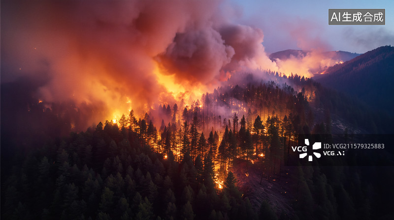 【AI数字艺术】森林火灾图片素材