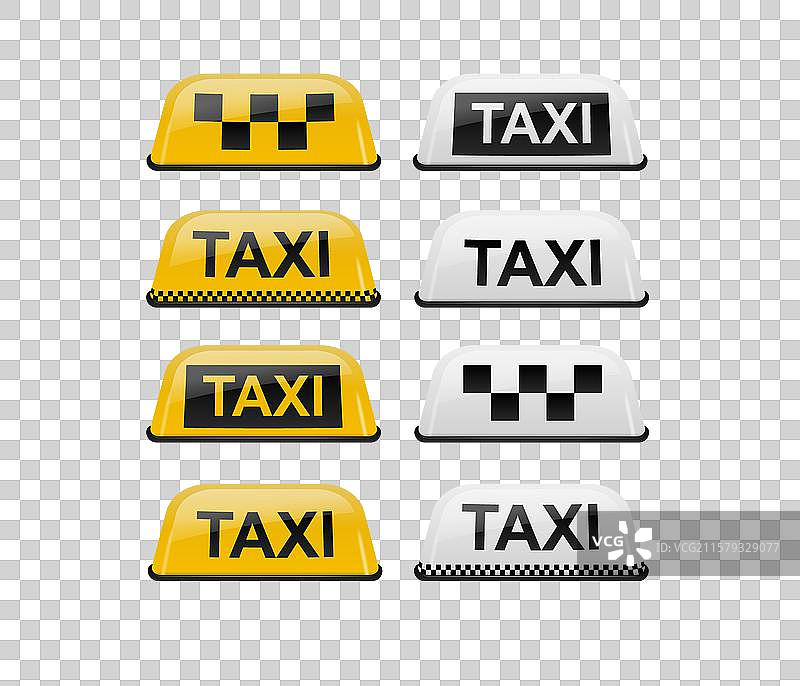 出租车车顶标志组 逼真图片素材