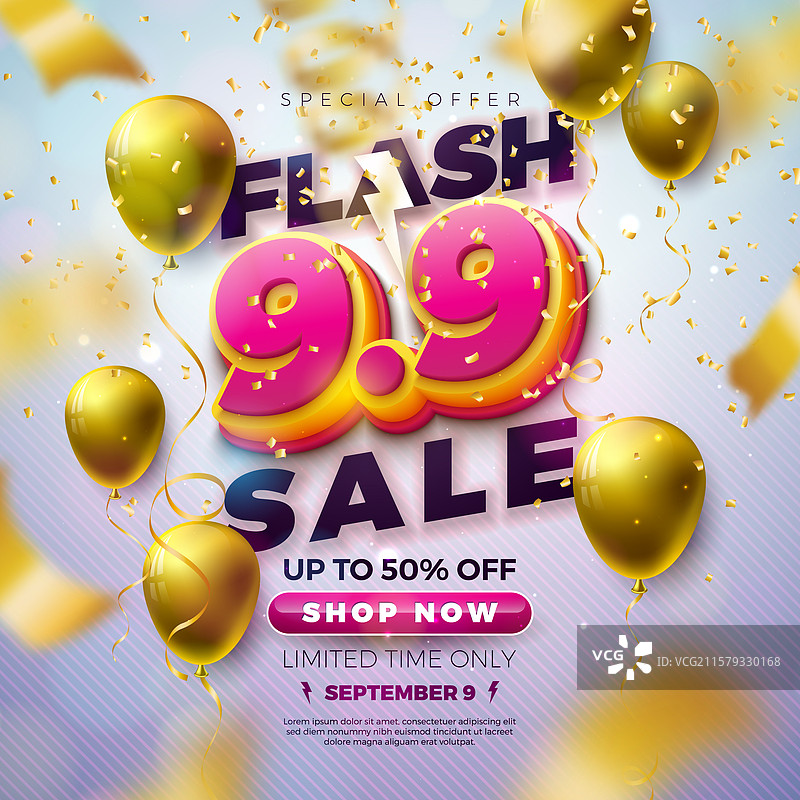 9月购物日闪购设计，带有3D效果图片素材
