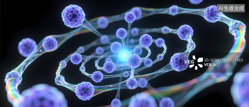 【AI数字艺术】微观粒子网络结构图片素材