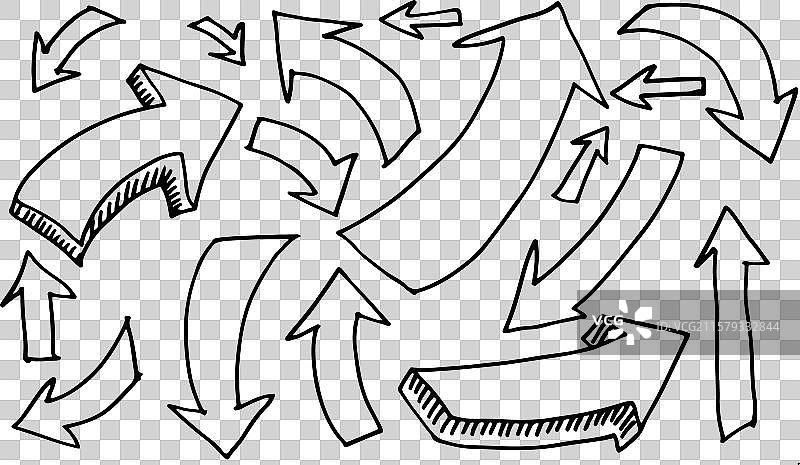 手绘箭头涂鸦设计元素图片素材