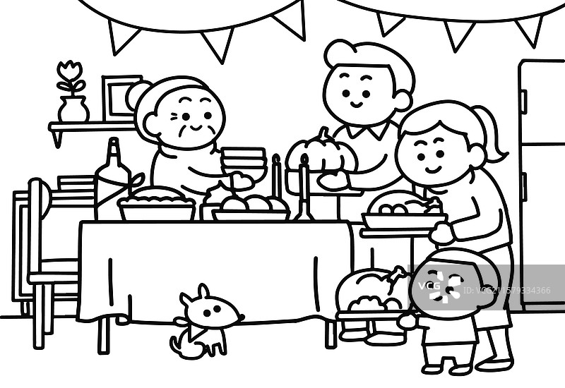 家庭聚餐在家里一起享用图片素材