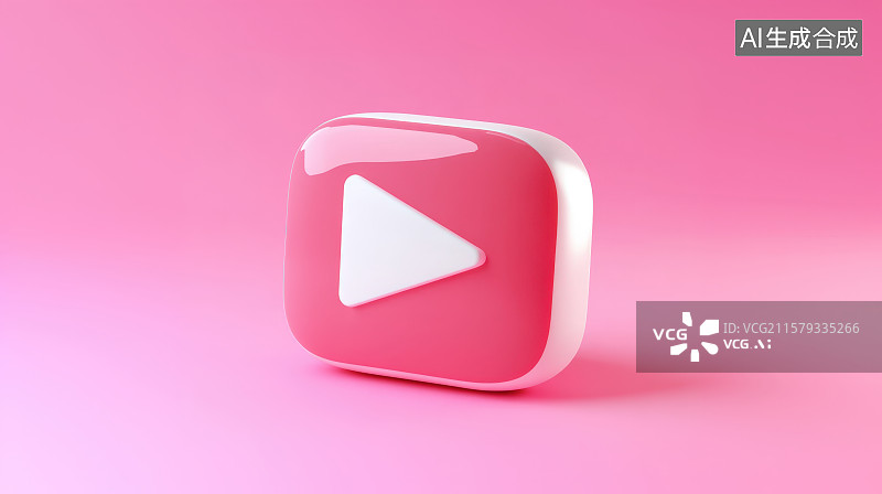 【AI数字艺术】粉色卡通影视电影影院电视剧播放暂停图标图片素材