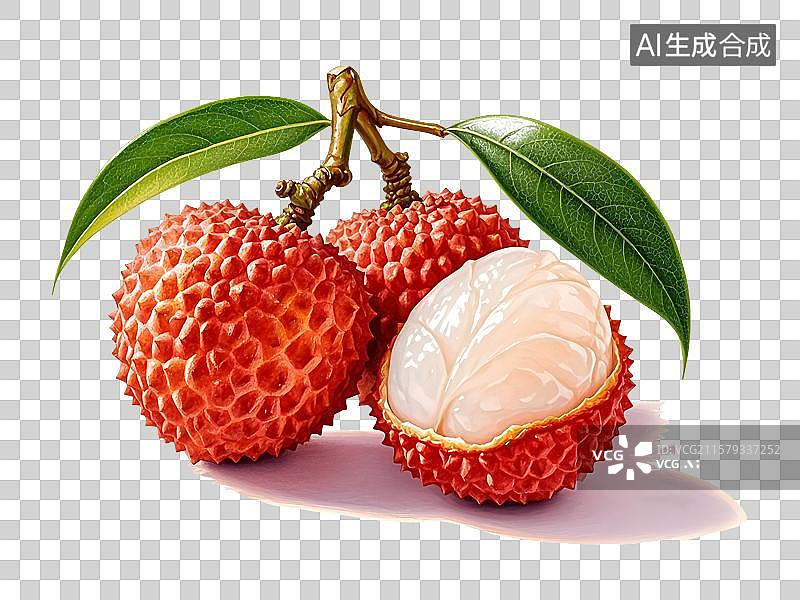 【AI数字艺术】水果荔枝植物元素南方手绘免扣图片素材