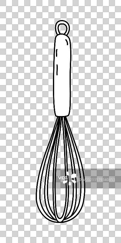 厨房打蛋器涂鸦风格平面轮廓图片素材