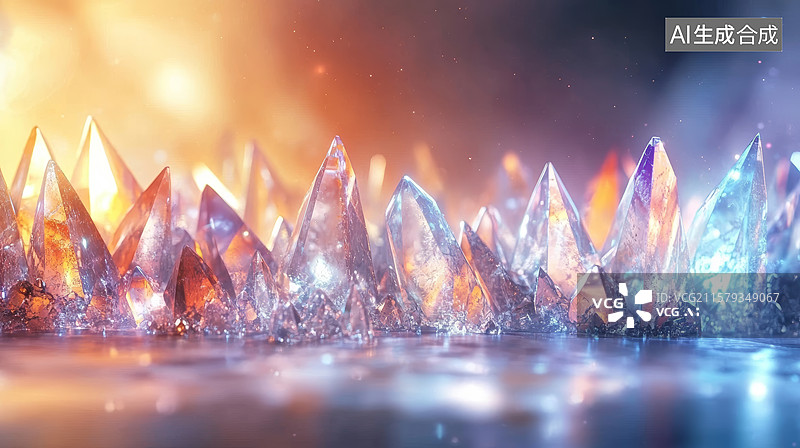 【AI数字艺术】彩水晶簇梦幻场景图片素材